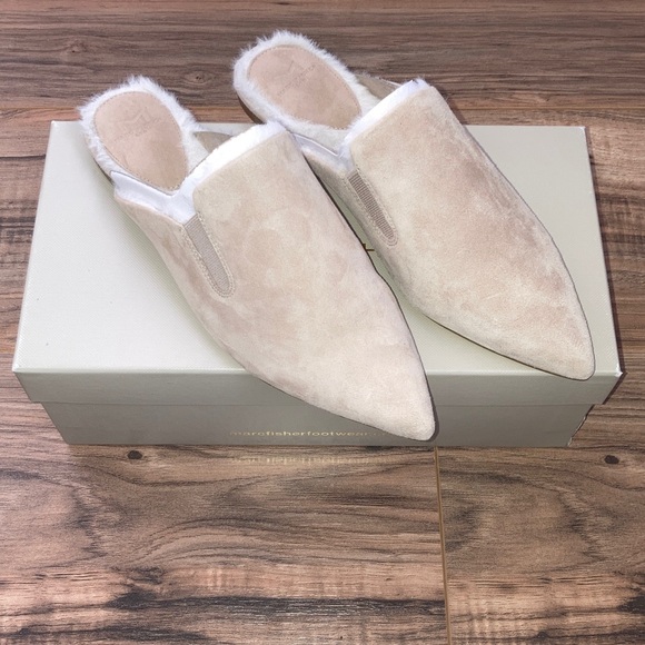Marc Fisher Shoes - #2. 🆕 NWT - Marc Fisher - Cream Suede Pointed Mule Slippers with Faux Fur Lining